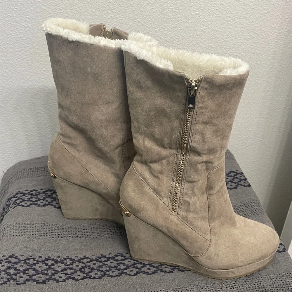 Juicy Couture Beige Wedge Boots
